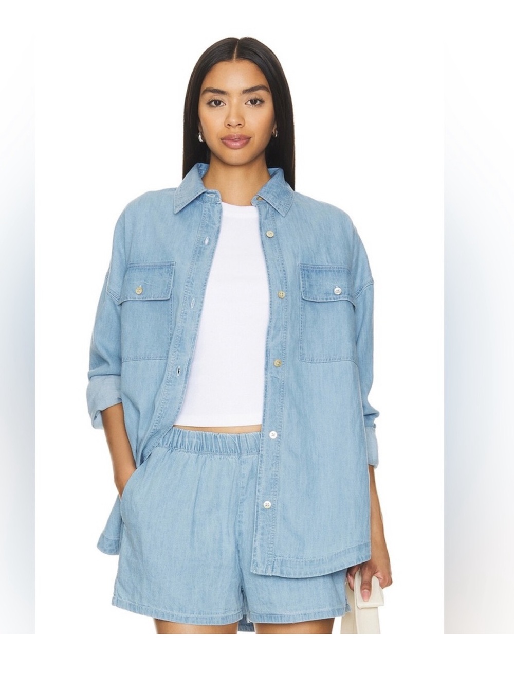 Beach Riot Coramine Top Light Blue Denim Shirt Jacket Size Small